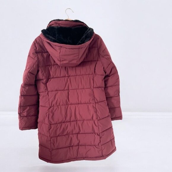 Andrew Marc Red Puffer Jacket with Hood and Quilted Design - Picture 6 of 11